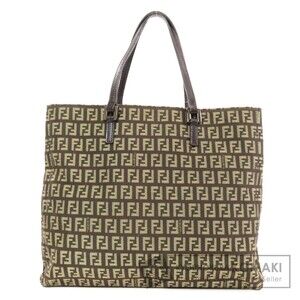 Fendi Zucchino Tote Bag Canvas Leather